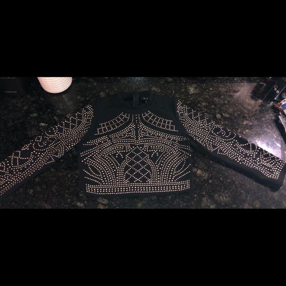 Studded Black Crop Top